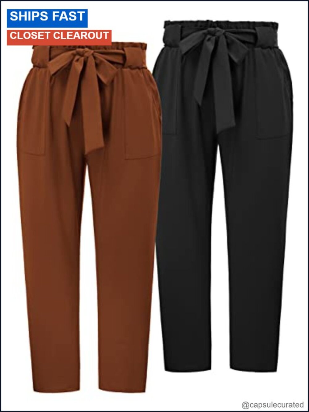 Plus Size Elastic Waist Self-Tie Belted Pencil Pants Ankle Length